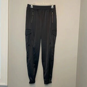 Blāshe Black Satin Jogger Style Pants